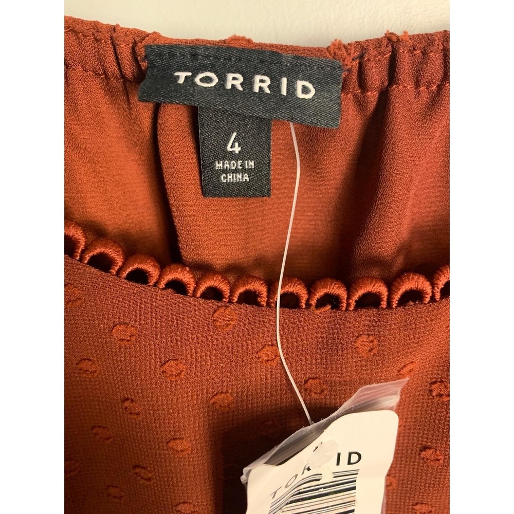 NWT Torrid Peplum Clip Dot Shirred Bust Lace Trim Top 4X - Picture 6 of 13